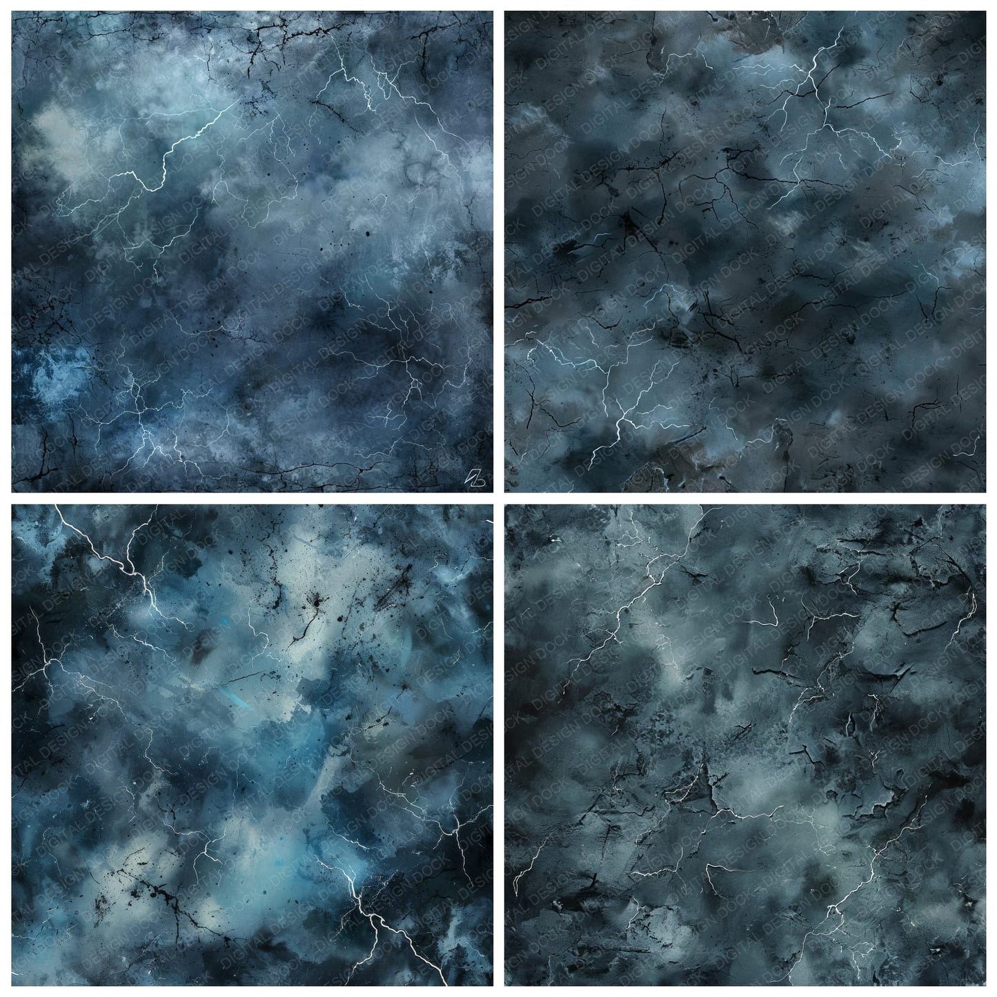 Stormy Night Sky Lightening Digital Paper Pack (DDD003874)