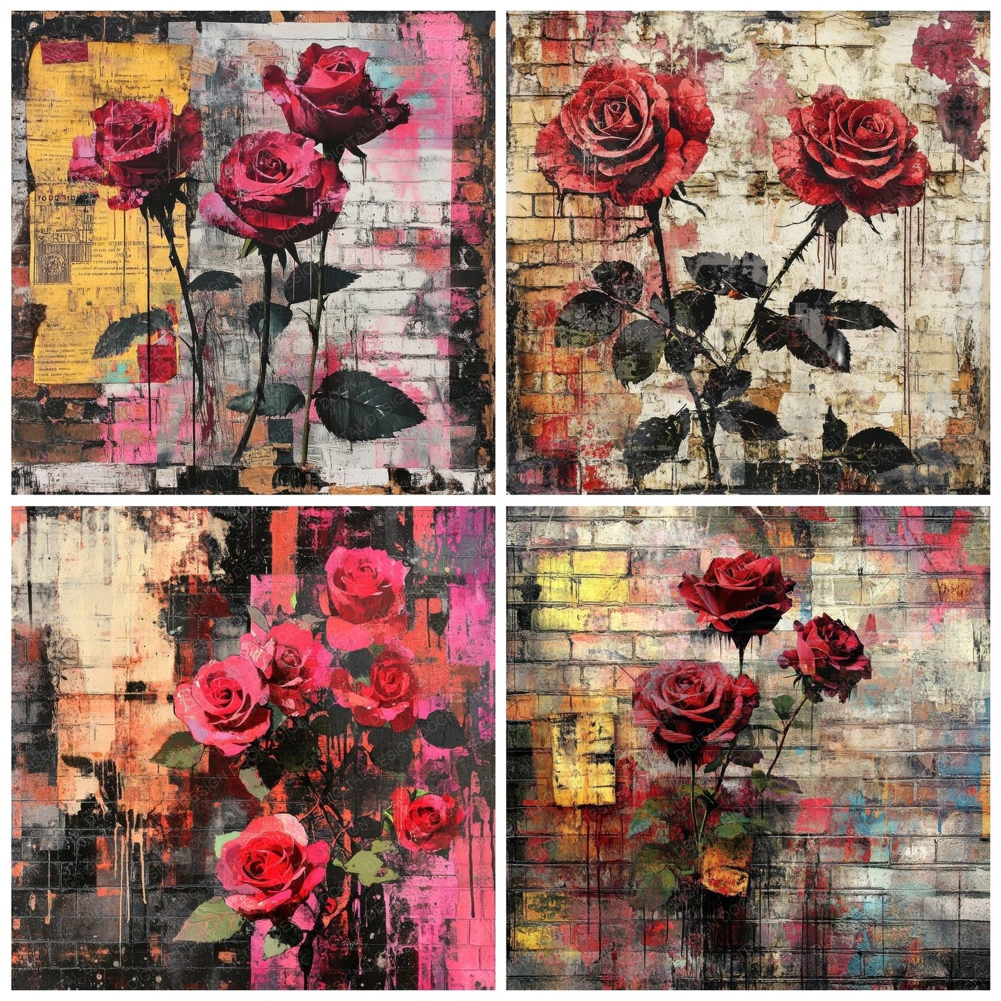 Street Rose Paste Digital Paper Pack (DDD003880)