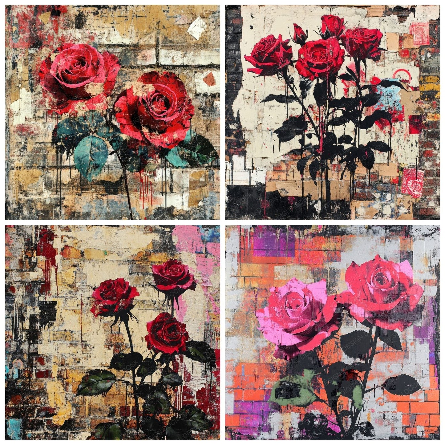 Street Rose Paste Digital Paper Pack (DDD003880)