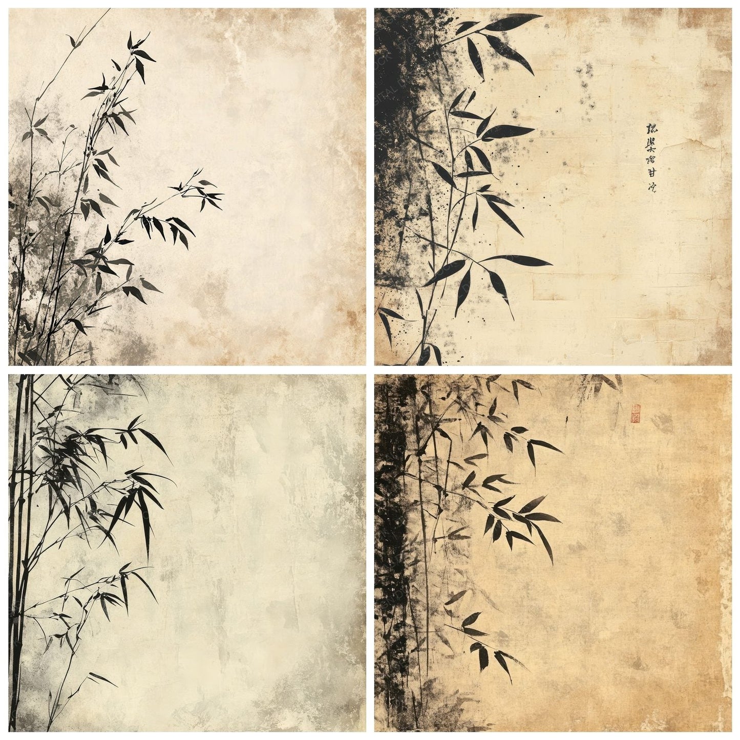 Sumi Ink Bamboo Digital Paper Pack (DDD003888)