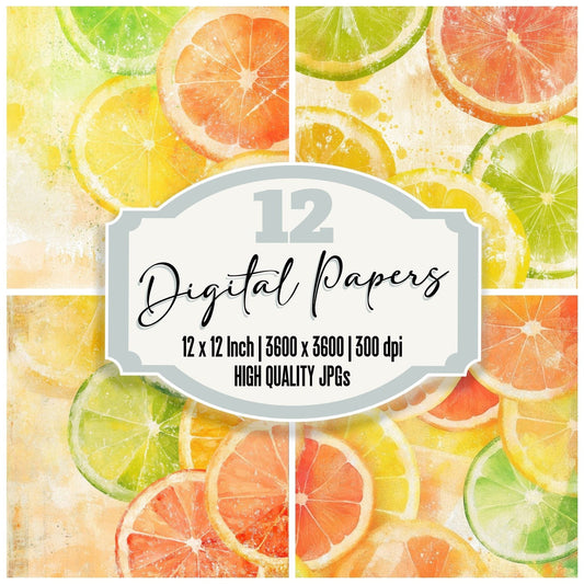 Sun Kissed Citrus Background Digital Paper Pack (DDD003892)