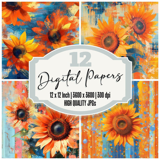 Sunflower Stripe Pop Digital Paper Pack (DDD003900)