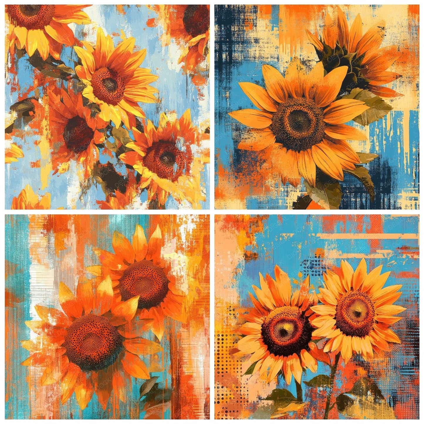 Sunflower Stripe Pop Digital Paper Pack (DDD003900)