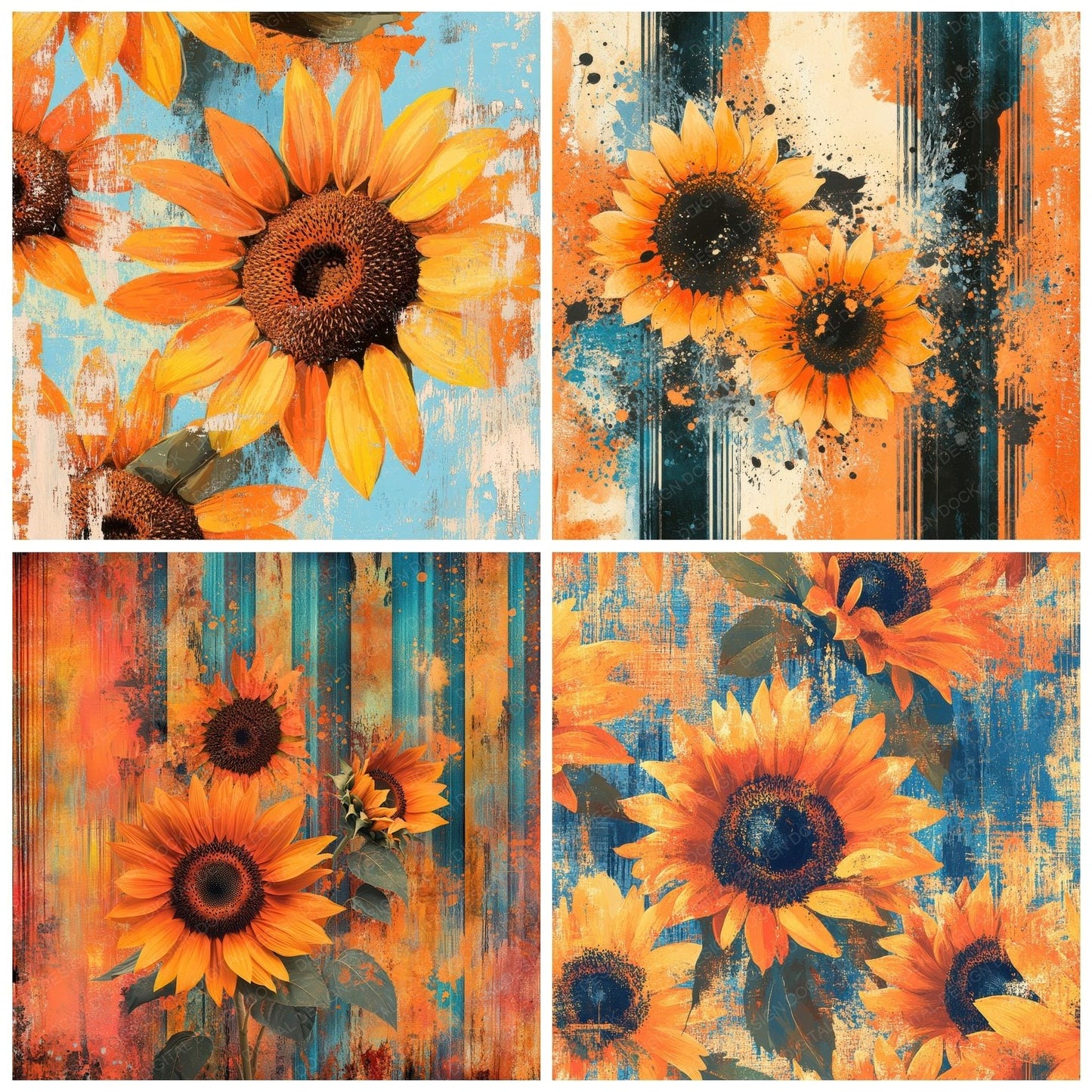 Sunflower Stripe Pop Digital Paper Pack (DDD003900)