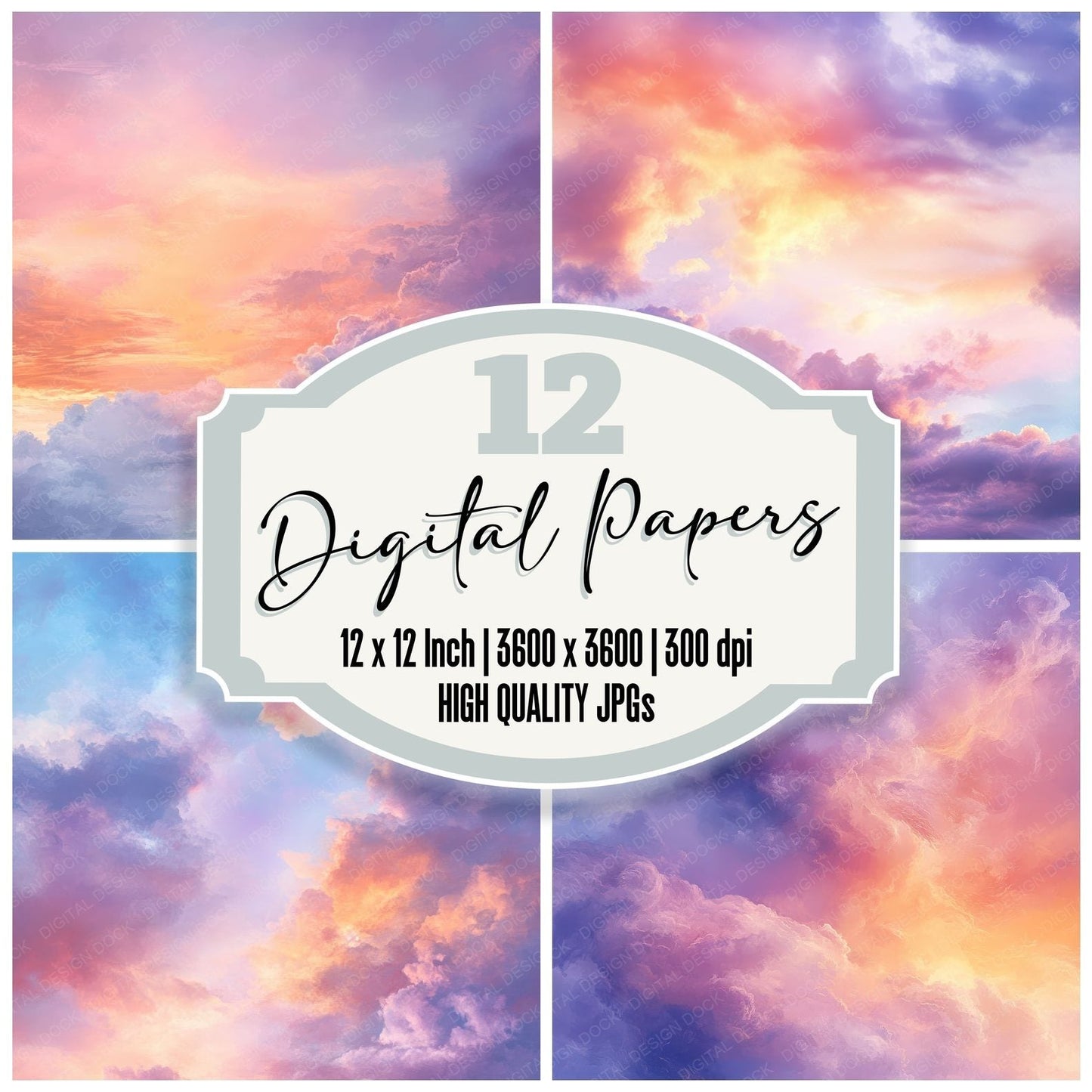 Sunset Cloud Gradient Digital Paper Pack (DDD003907)