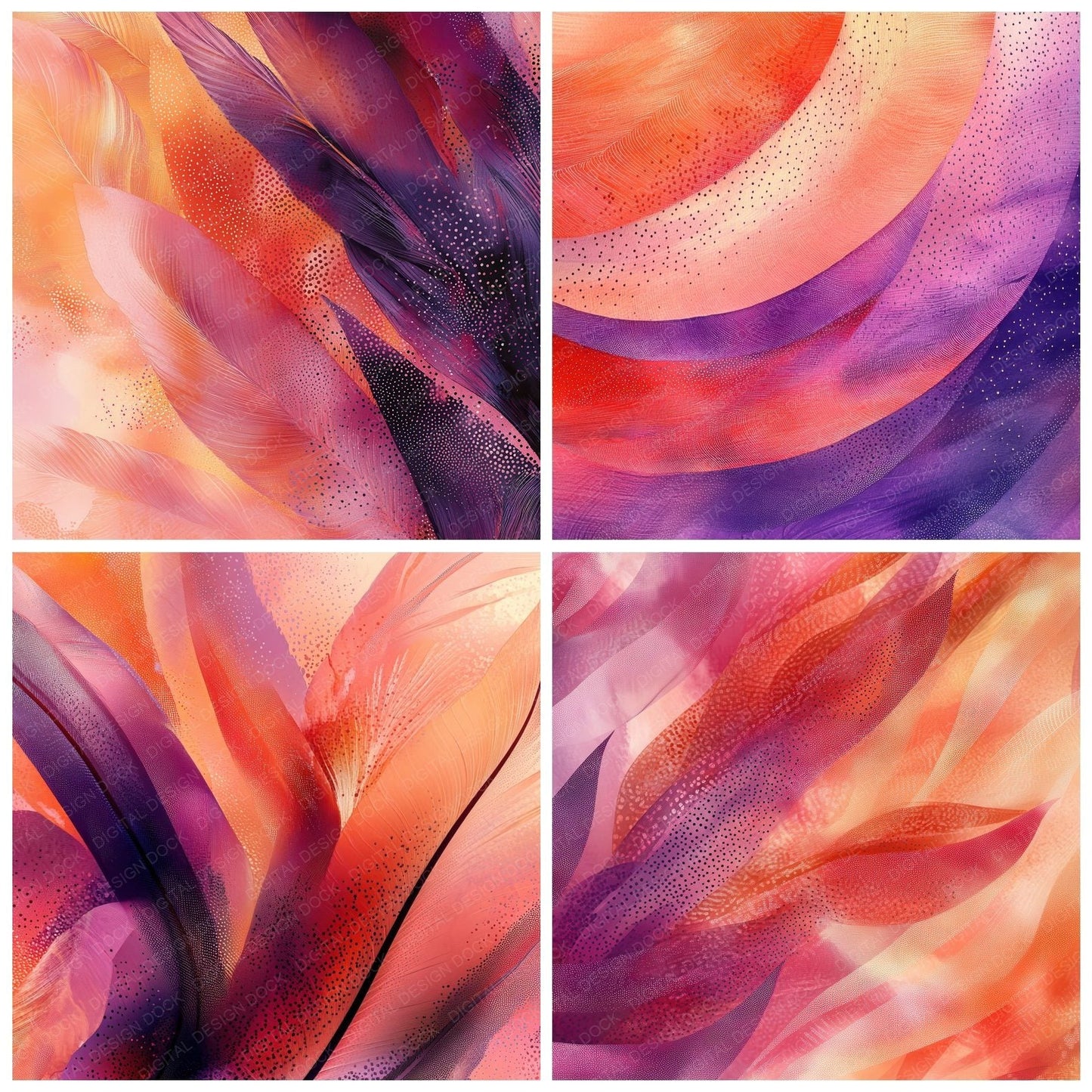 Sunset Feather Scale Digital Paper Pack (DDD003909)
