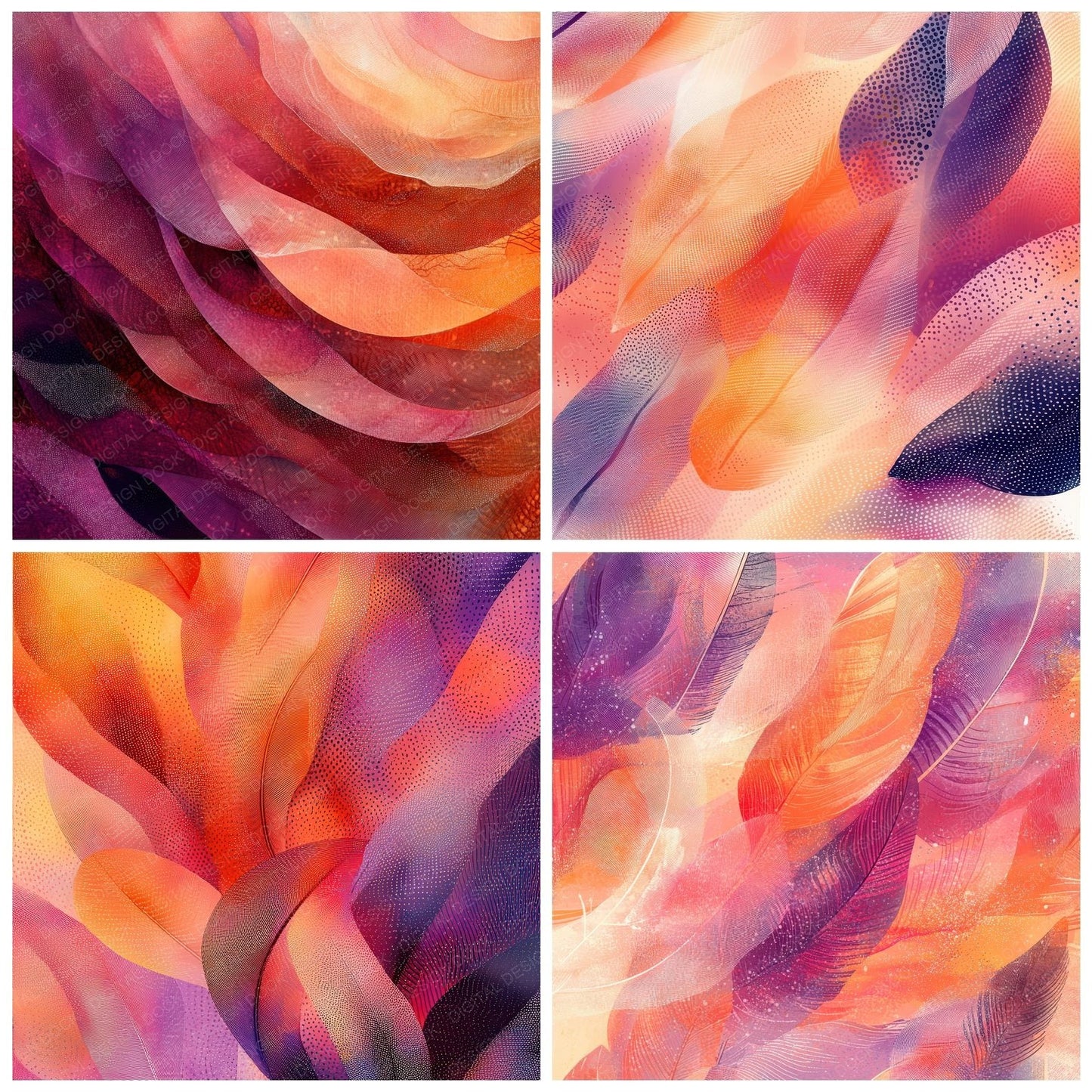 Sunset Feather Scale Digital Paper Pack (DDD003909)