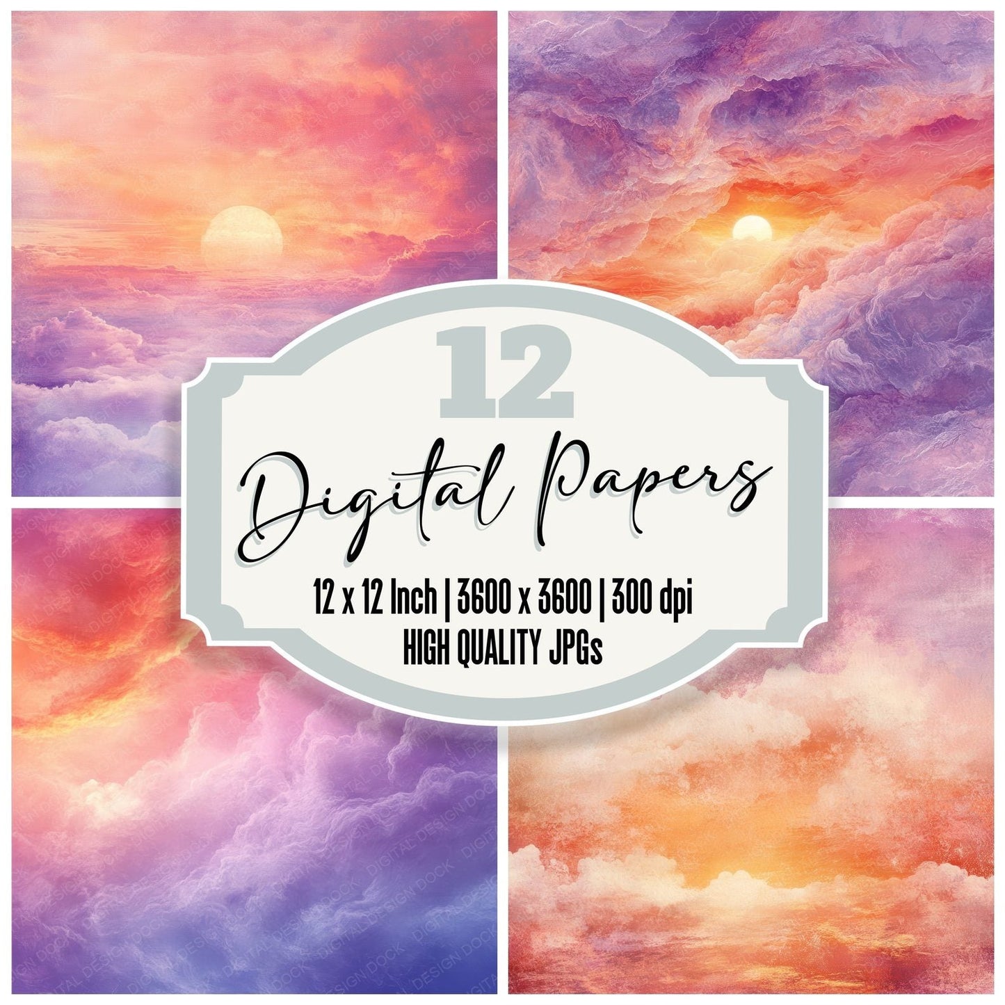 Sunset Swirl Calm Digital Paper Pack (DDD003911)