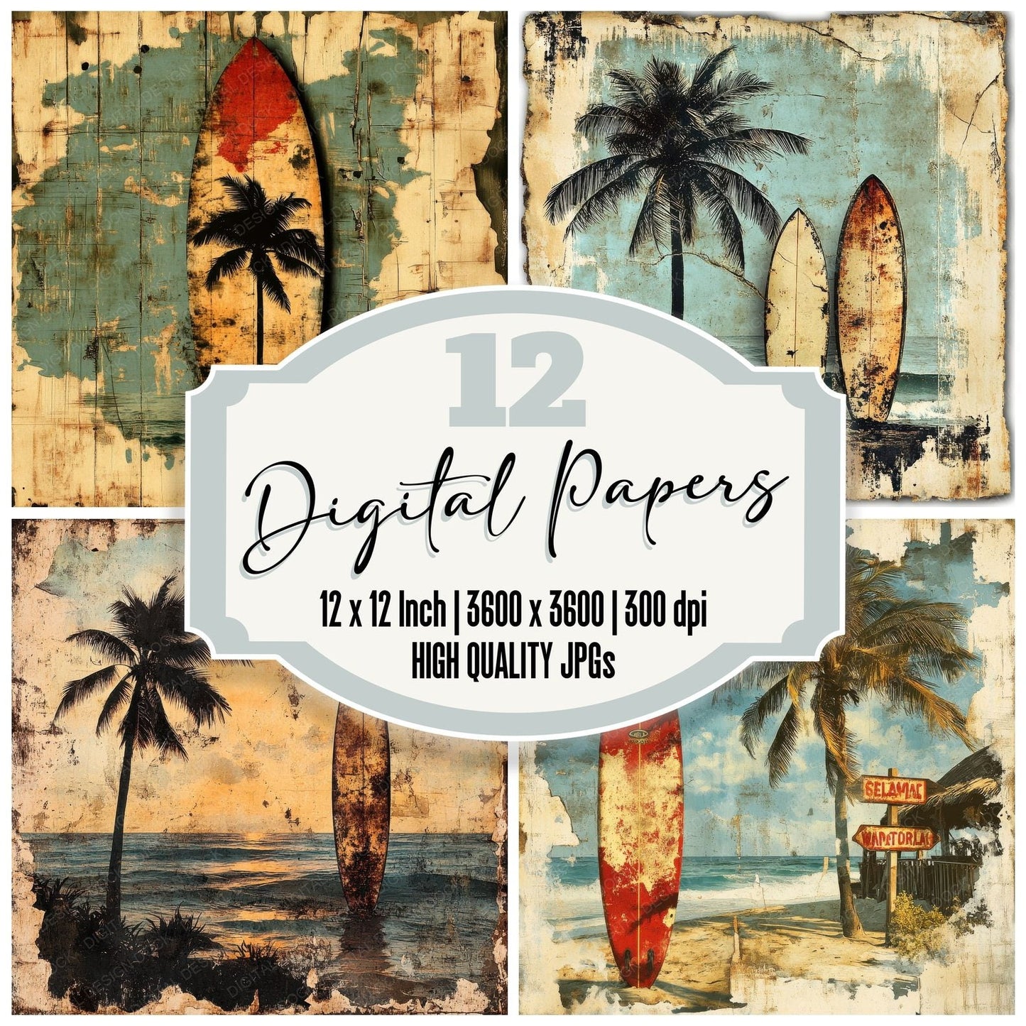 Surfboards Shack Rust Digital Paper Pack (DDD003915)