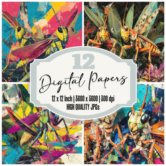 Surreal Grasshopper Clash Digital Paper Pack (DDD003918)