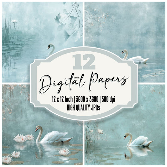 Swan Lily Water Digital Paper Pack (DDD003922)