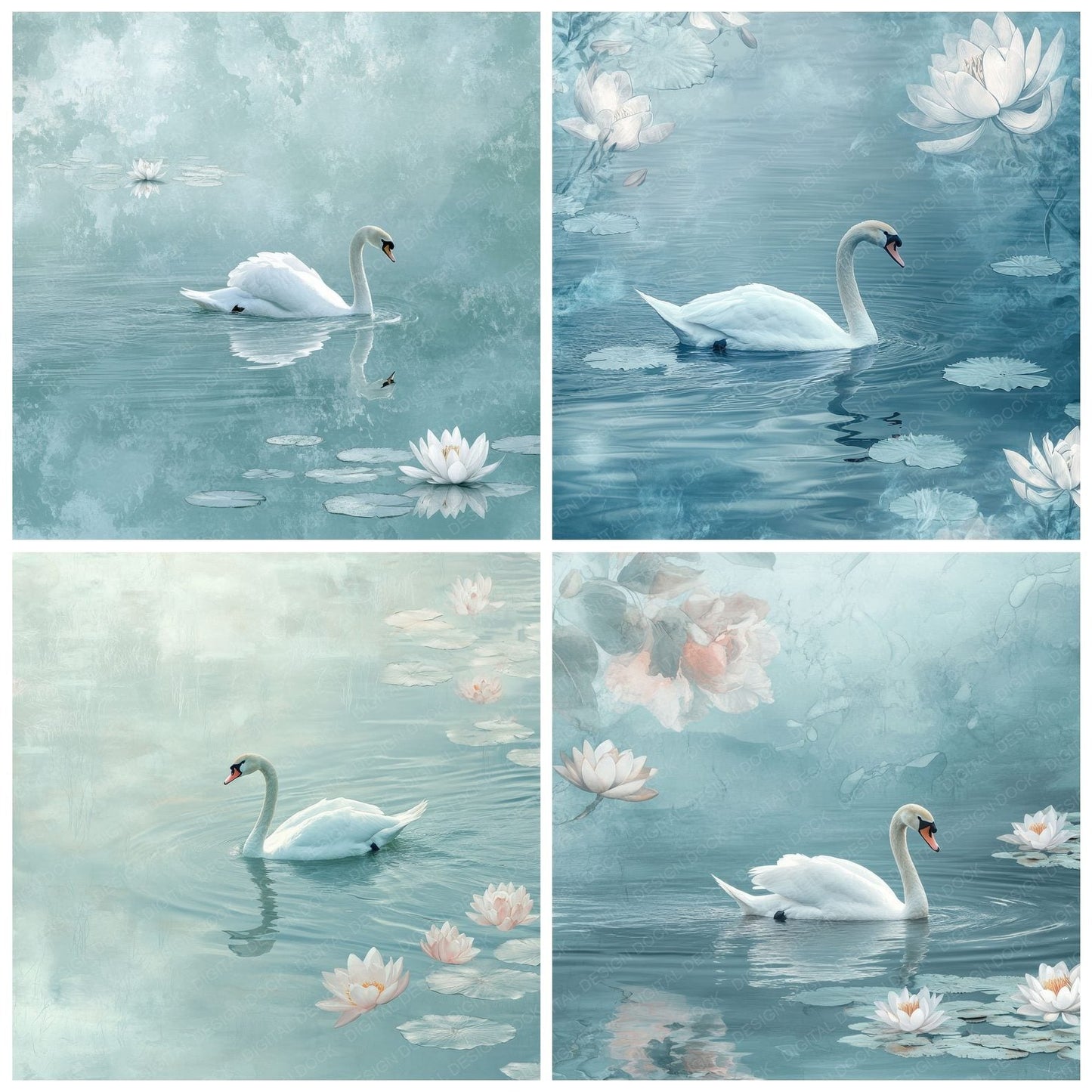 Swan Lily Water Digital Paper Pack (DDD003922)
