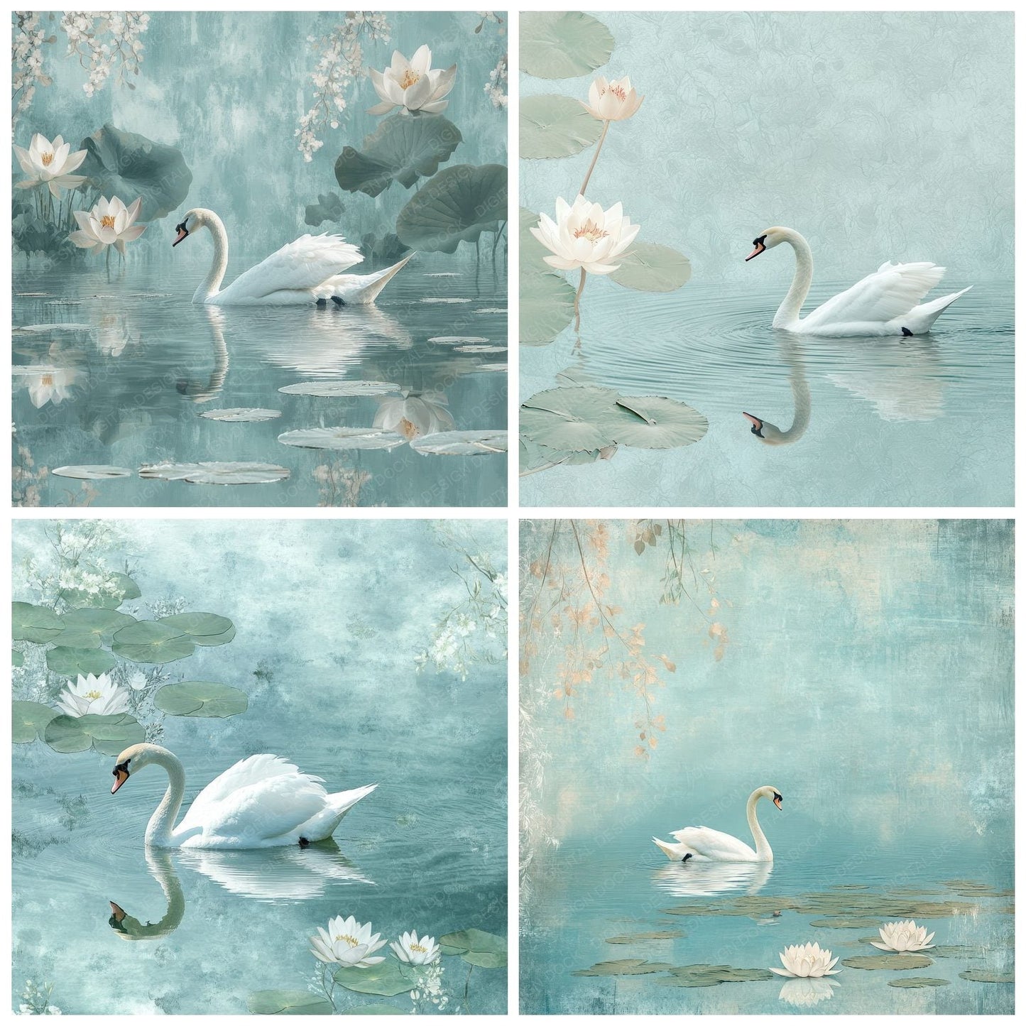 Swan Lily Water Digital Paper Pack (DDD003922)