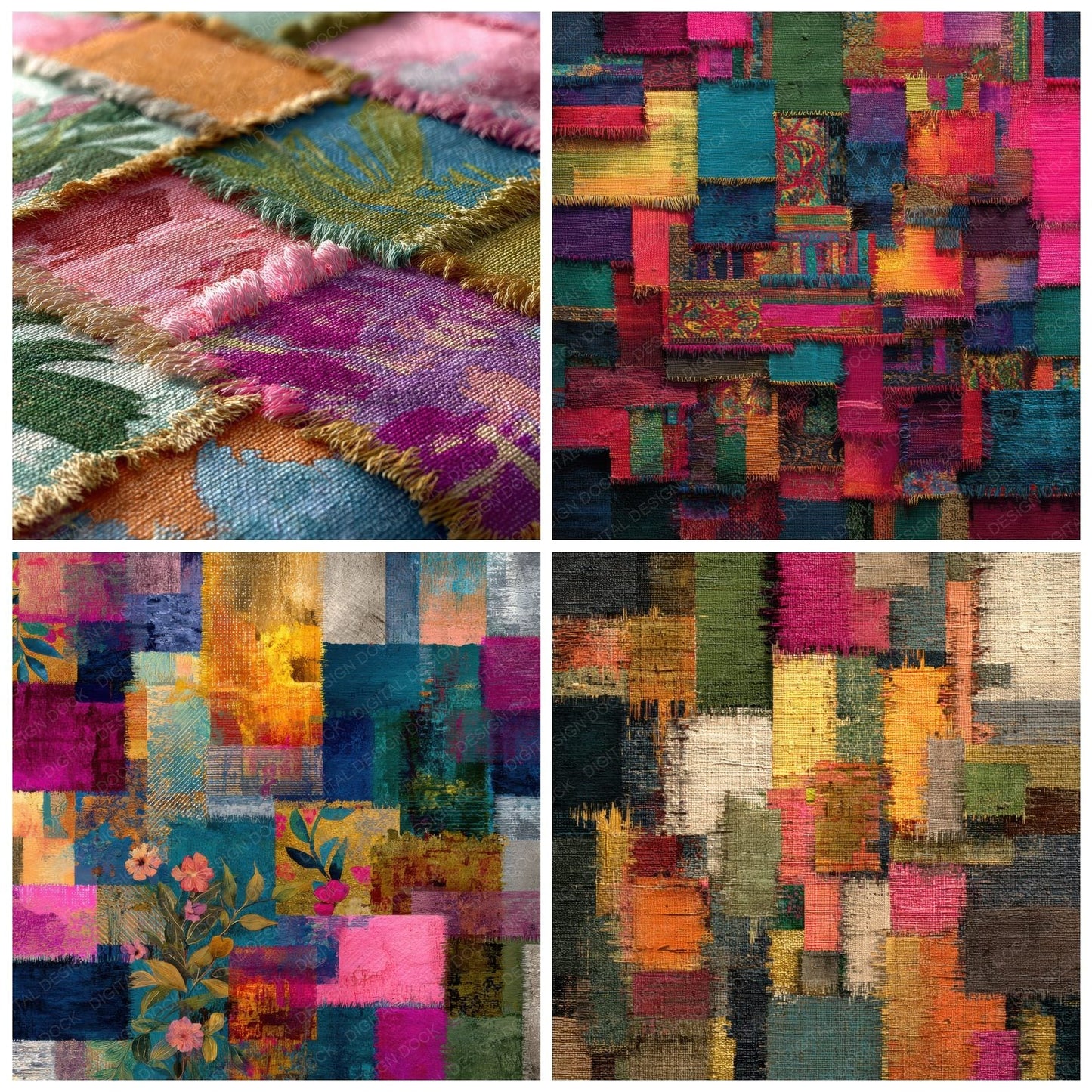 Tapestry Patch Seam Tropical Fray Digital Paper Pack (DDD003942)