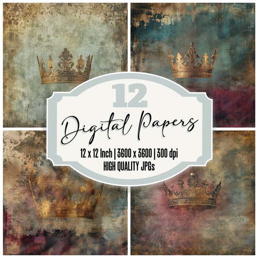 Tarnished Royal Crown Background Digital Paper Pack (DDD003945)
