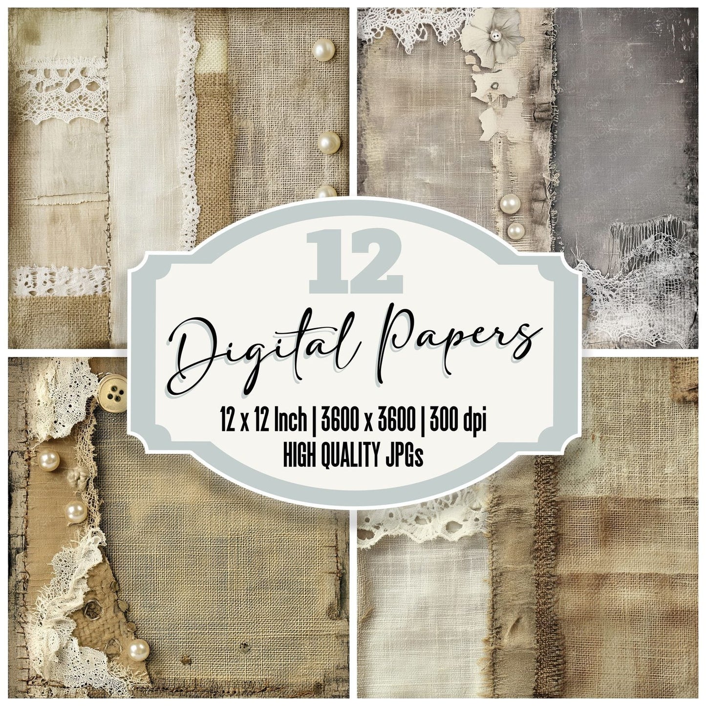 Tattered Linen Fabric Digital Paper Digital Paper Pack (DDD003948)