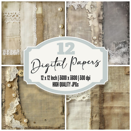 Tattered Linen Fabric Digital Paper Digital Paper Pack (DDD003948)