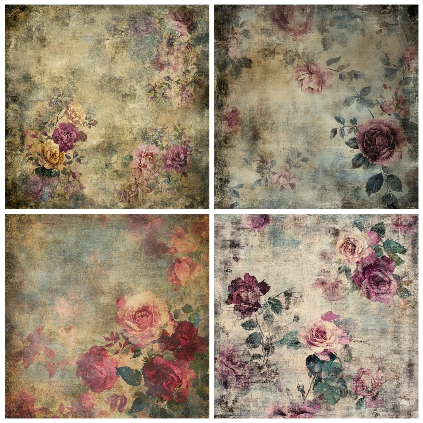Tattered Victorian Wallpaper Digital Paper Pack (DDD003950)