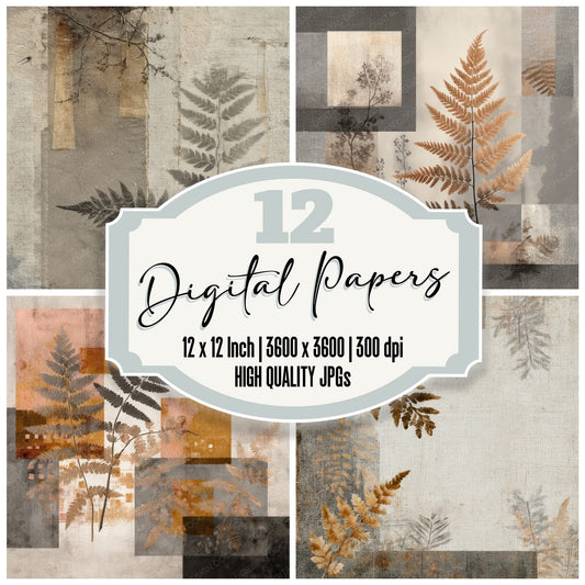 Taupe Fern Linen Screen Digital Paper Pack (DDD003951)