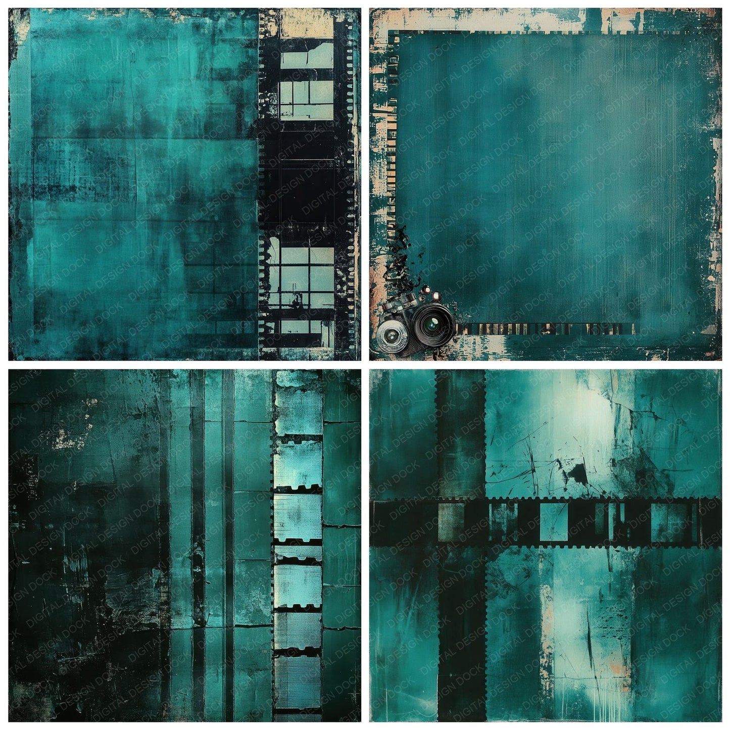 Teal Film Drag Digital Paper Pack (DDD003959)