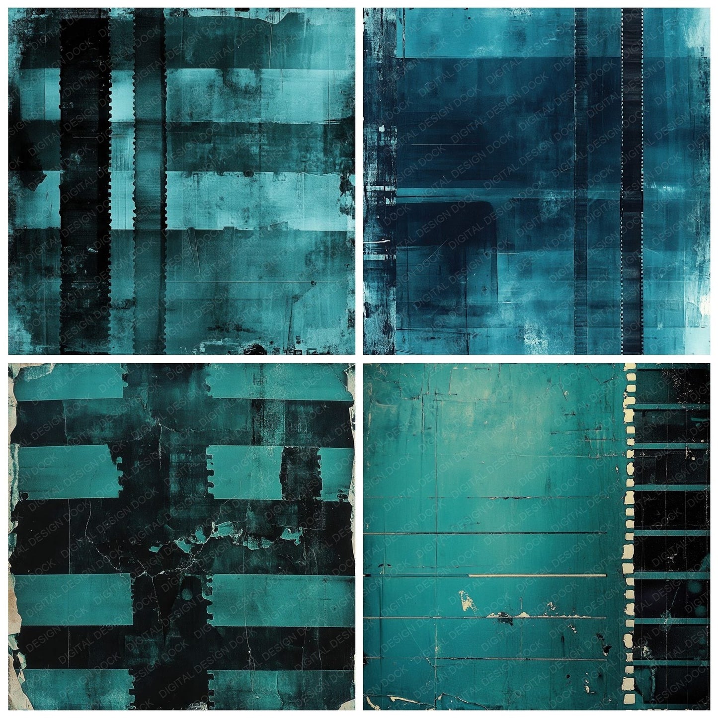 Teal Film Drag Digital Paper Pack (DDD003959)
