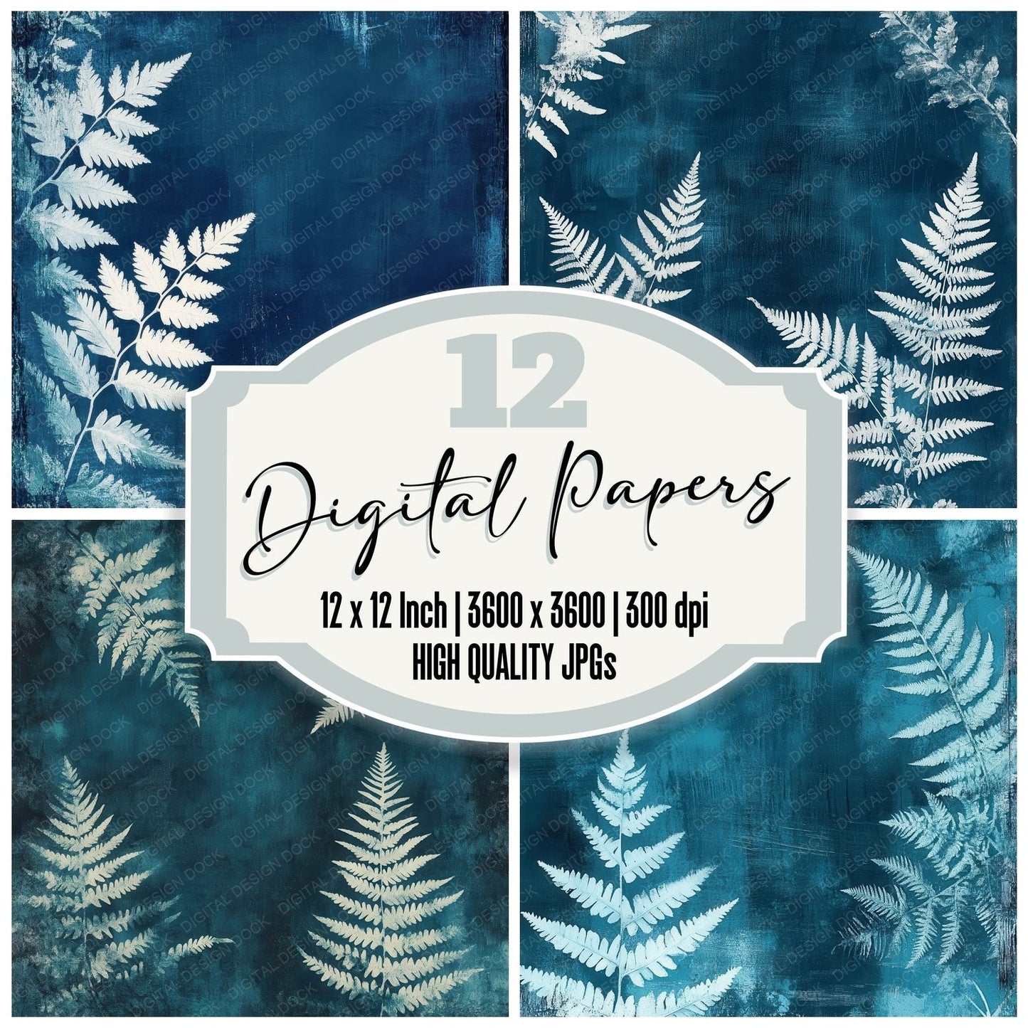 Teal Ghost Leaves Digital Paper Pack (DDD003960)