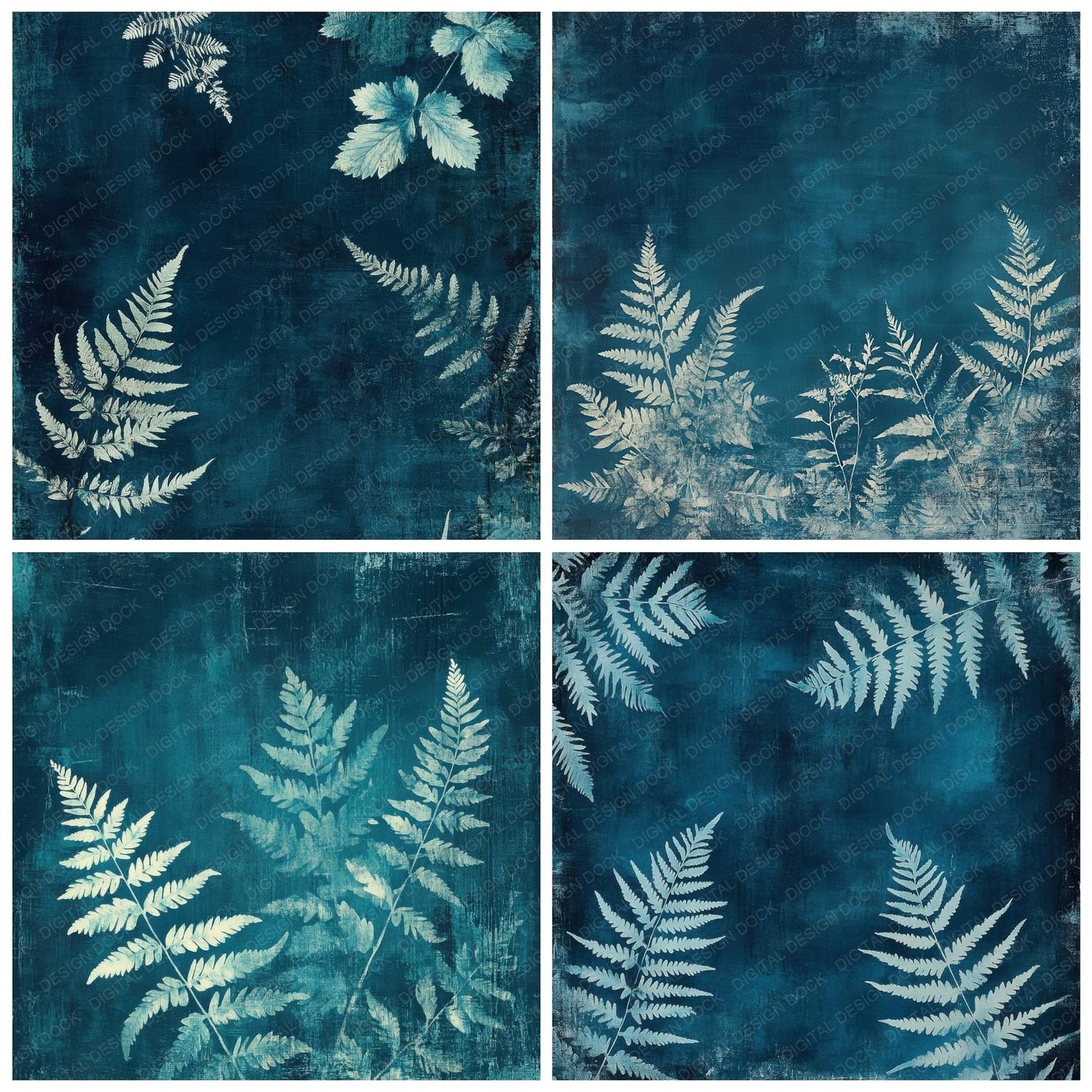 Teal Ghost Leaves Digital Paper Pack (DDD003960)