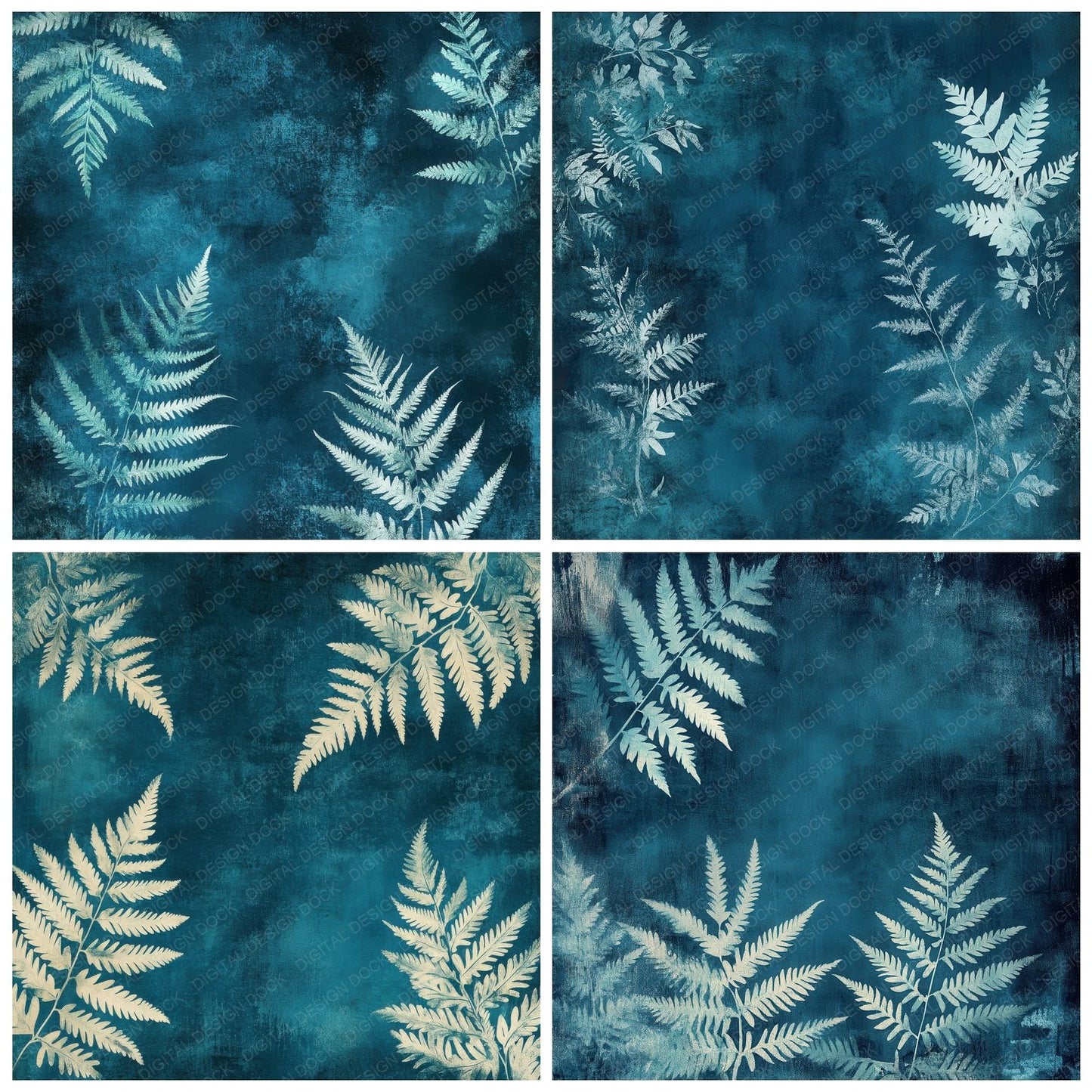 Teal Ghost Leaves Digital Paper Pack (DDD003960)