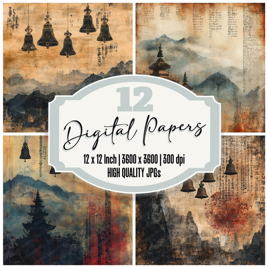 Temple Bell Flags Digital Paper Pack (DDD003971)
