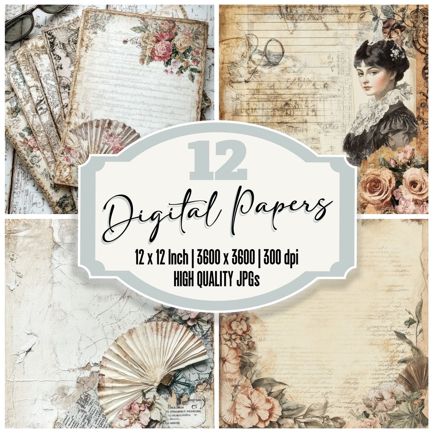 Theater Fan Collage Digital Paper Pack (DDD003996)