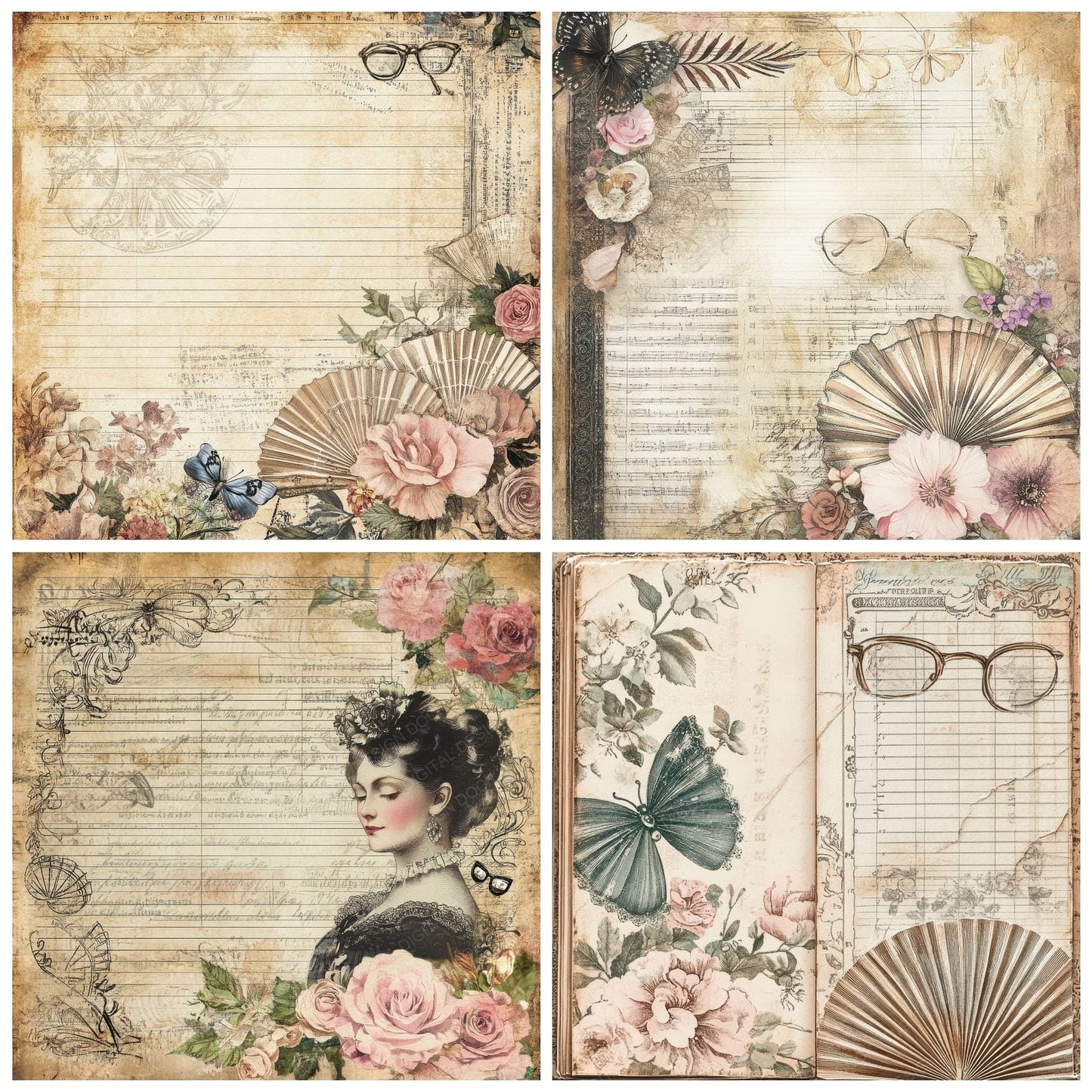 Theater Fan Collage Digital Paper Pack (DDD003996)