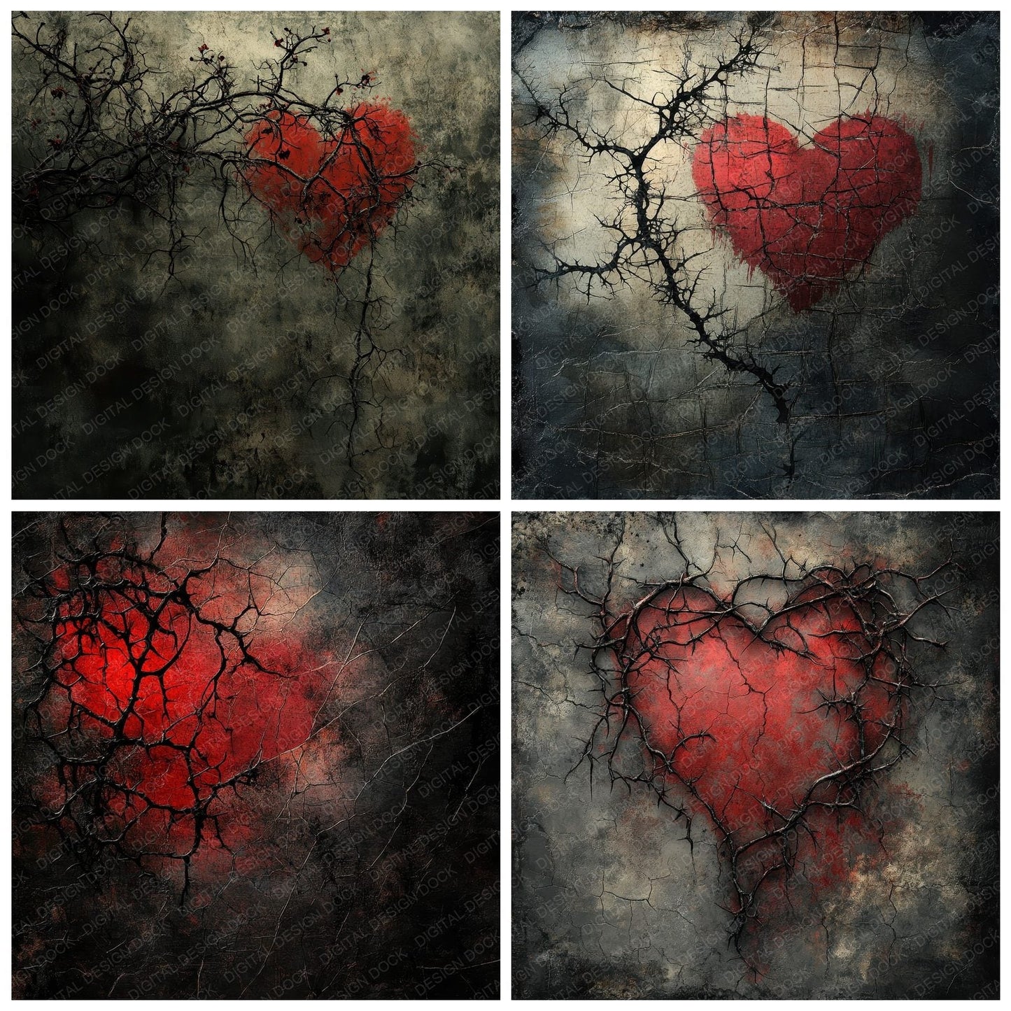 Thorn Shadow Heart Digital Paper Pack (DDD004001)
