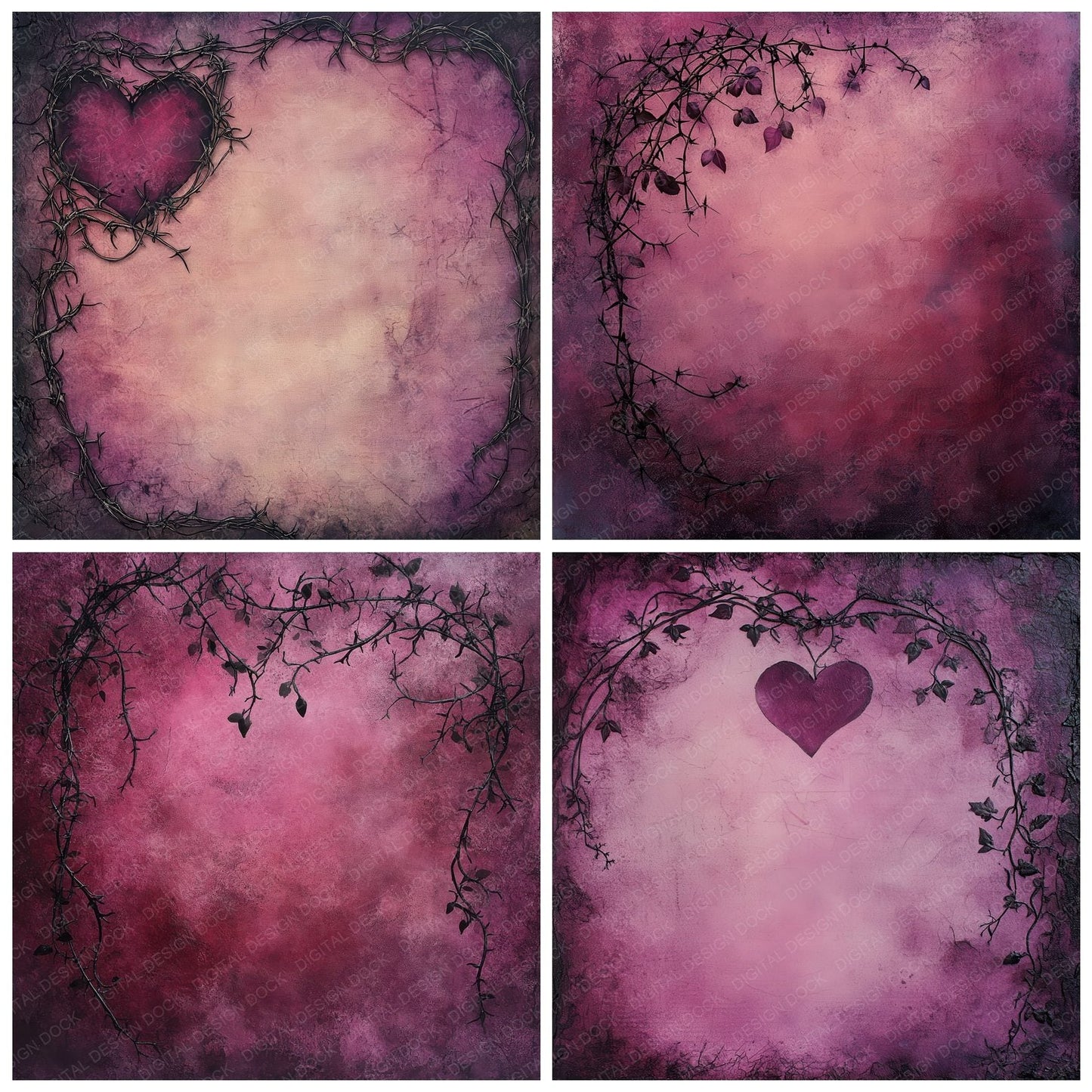 Thorned Rose Love Digital Paper Pack (DDD004002)