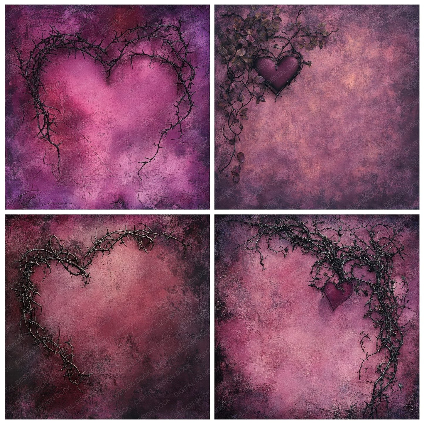 Thorned Rose Love Digital Paper Pack (DDD004002)