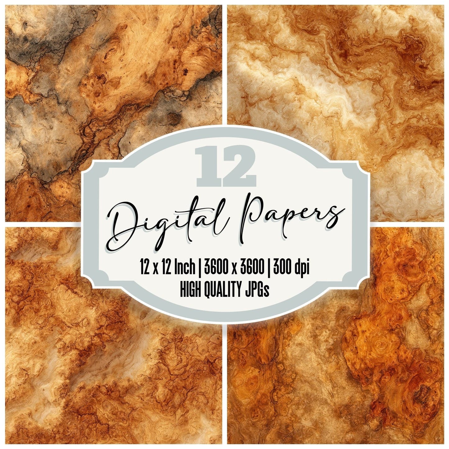 Thuya Amber Clustered Grain Digital Paper Pack (DDD004007)