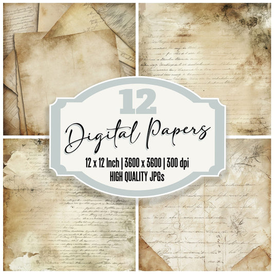 Timeworn Book Pages Background Digital Paper Pack (DDD004013)