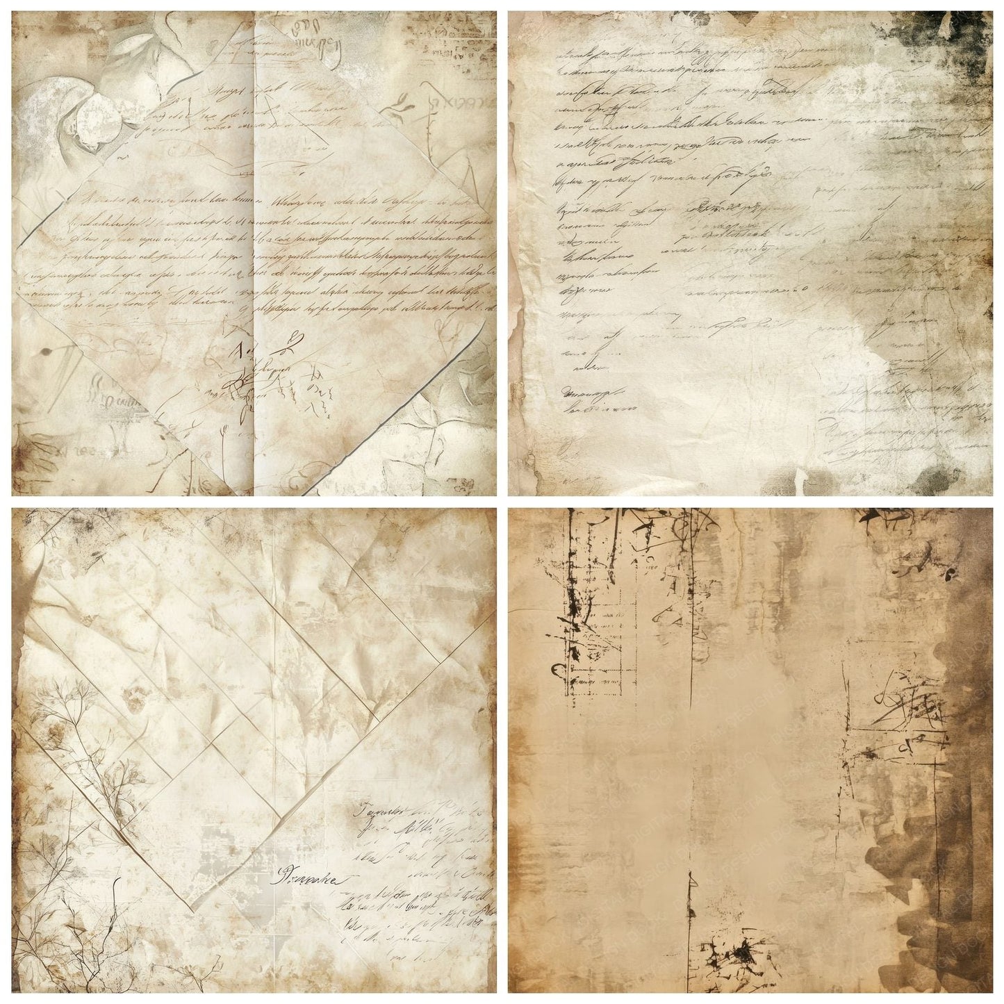 Timeworn Book Pages Background Digital Paper Pack (DDD004013)