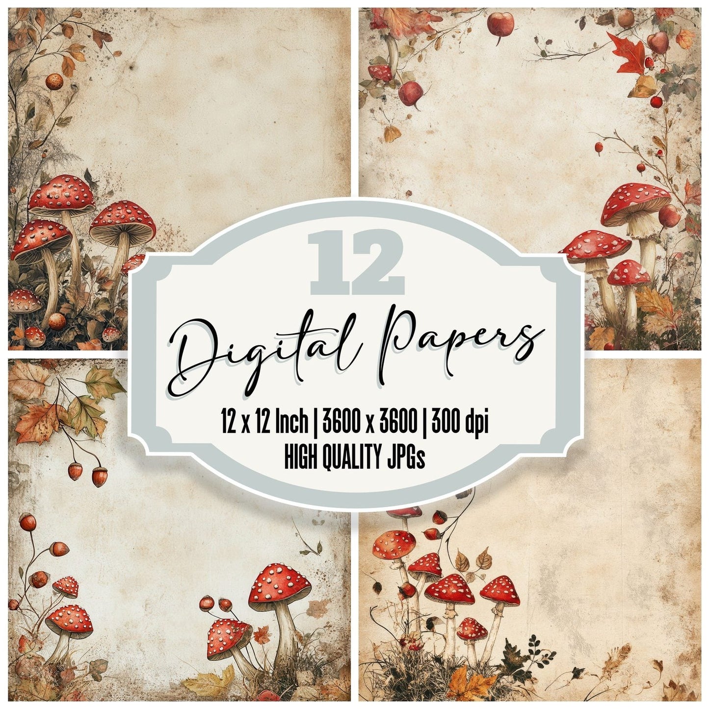 Toadstool Corner Oak Digital Paper Pack (DDD004014)