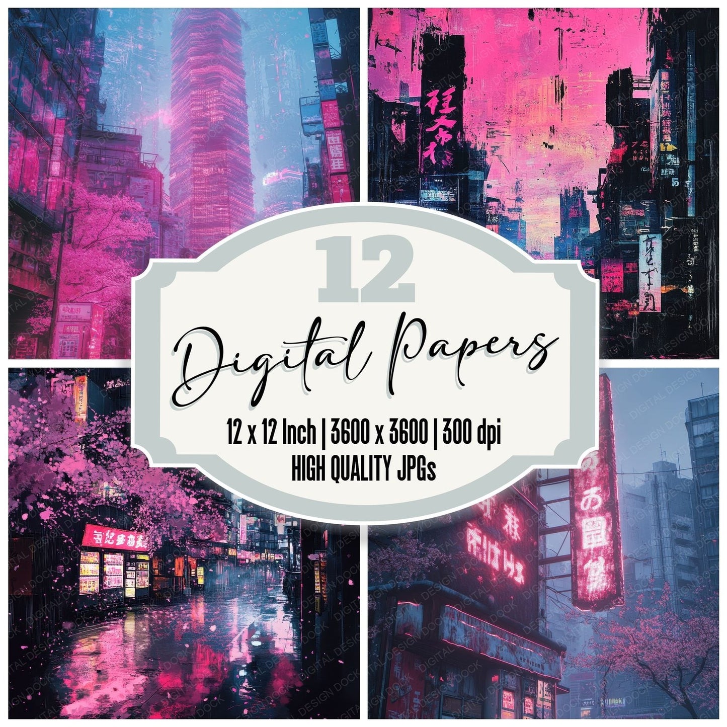 Tokyo Neon Sakura Digital Paper Pack (DDD004016)