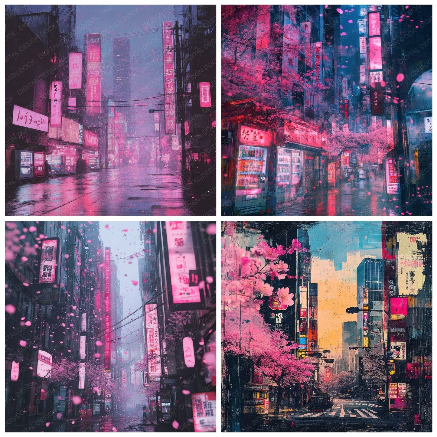 Tokyo Neon Sakura Digital Paper Pack (DDD004016)