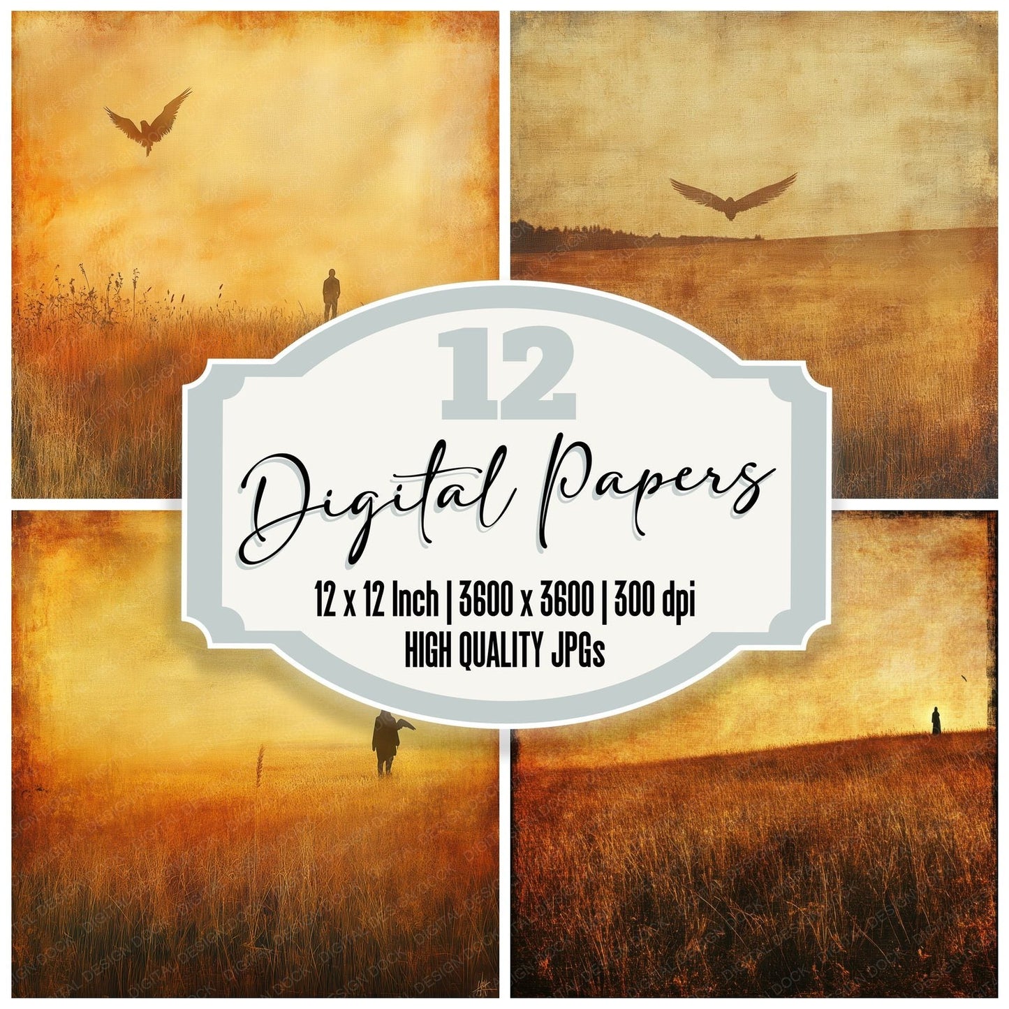 Tomb Sunrise Grain Field Digital Paper Pack (DDD004018)