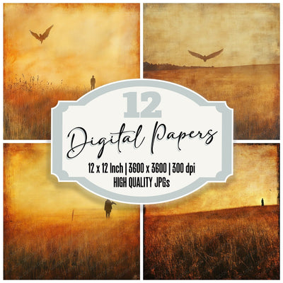 Tomb Sunrise Grain Field Digital Paper Pack (DDD004018)