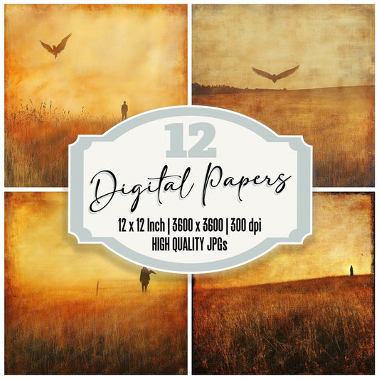 Tomb Sunrise Grain Field Digital Paper Pack (DDD004018)