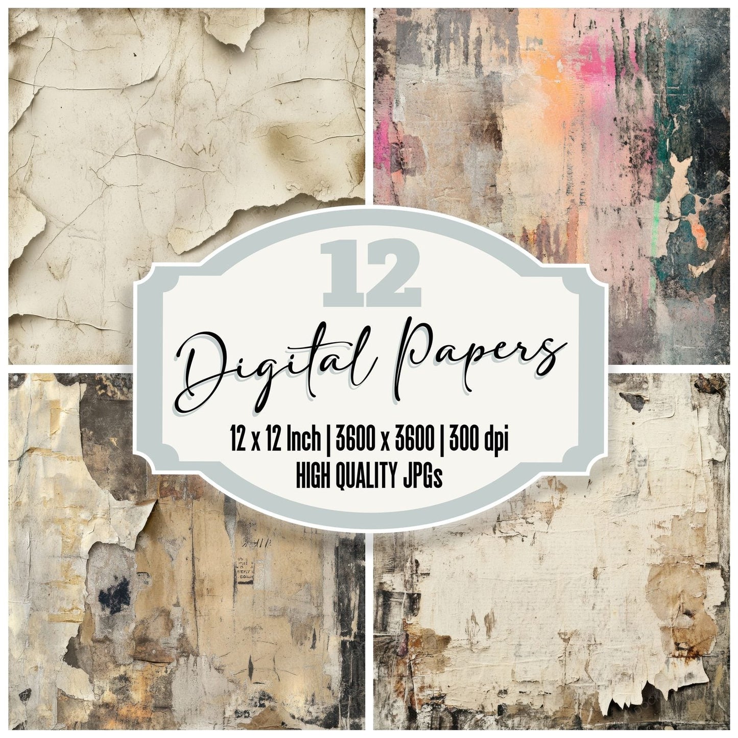 Torn Adhesive Residue Background Digital Paper Pack (DDD004022)