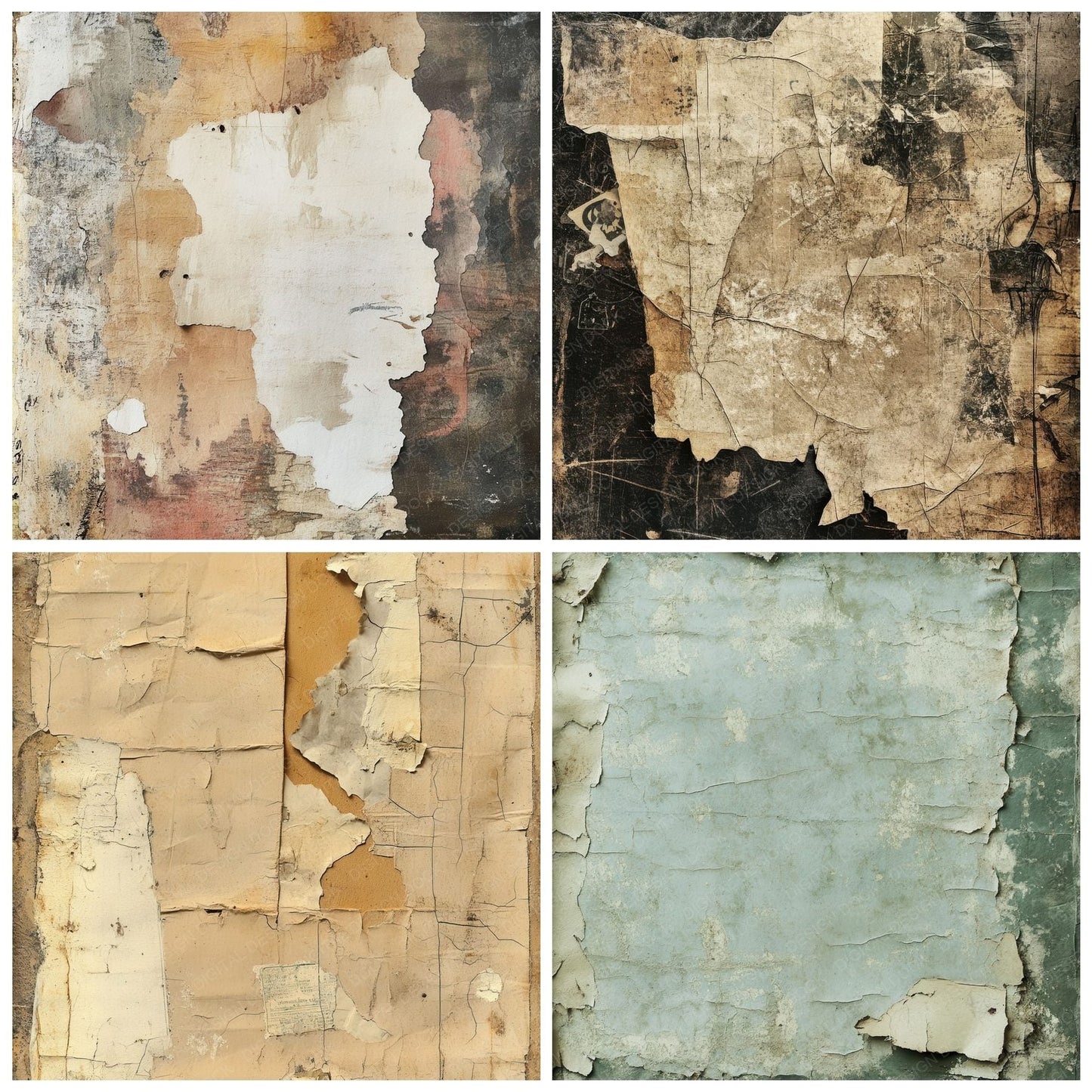 Torn Adhesive Residue Background Digital Paper Pack (DDD004022)