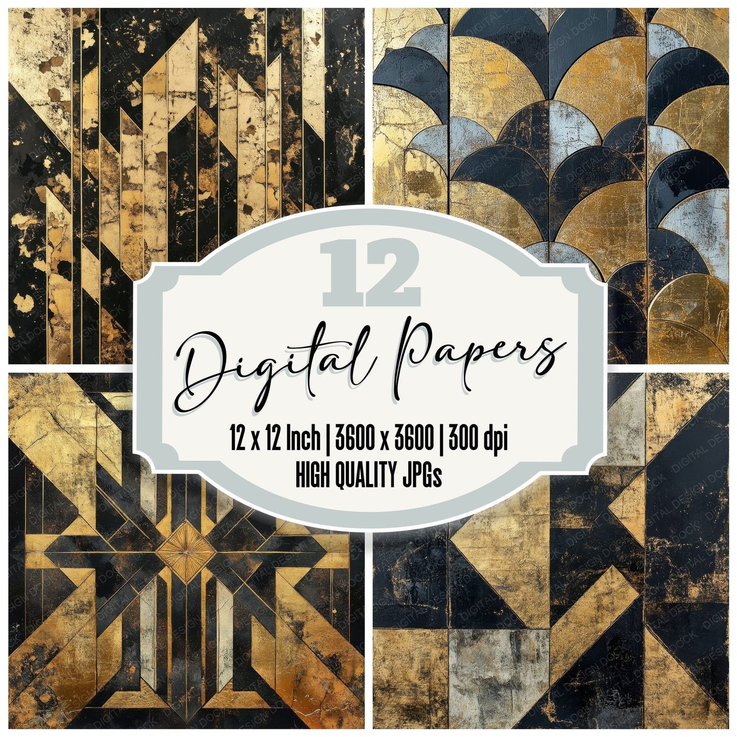 Torn Art Deco Decay Digital Paper Pack (DDD004023)