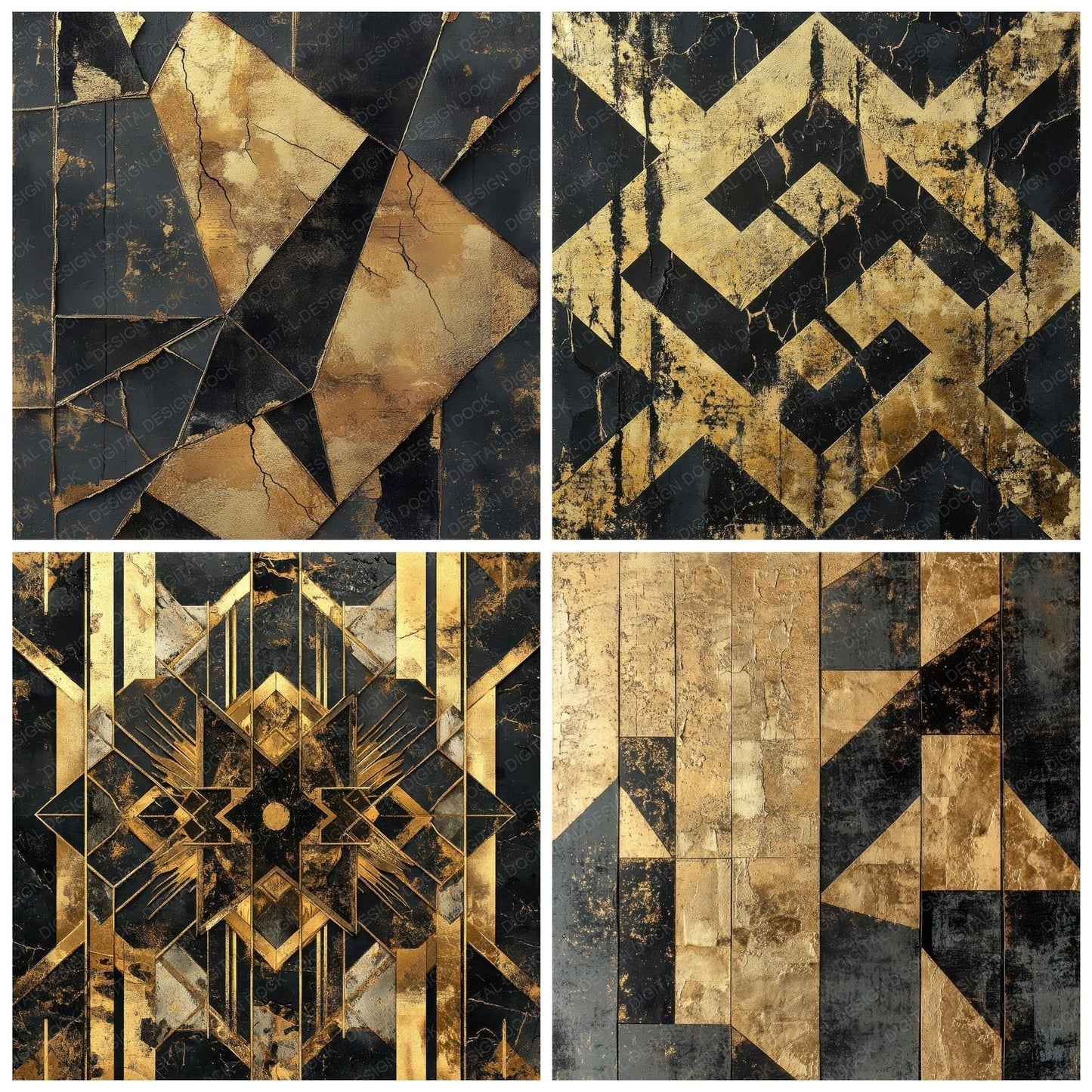 Torn Art Deco Decay Digital Paper Pack (DDD004023)