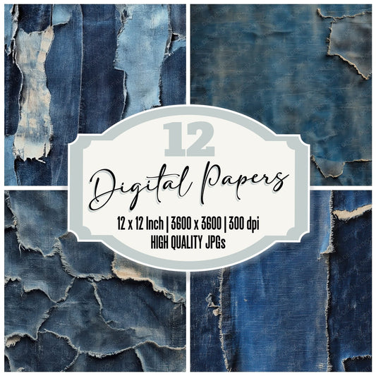Torn Denim Background Digital Paper Pack (DDD004026)