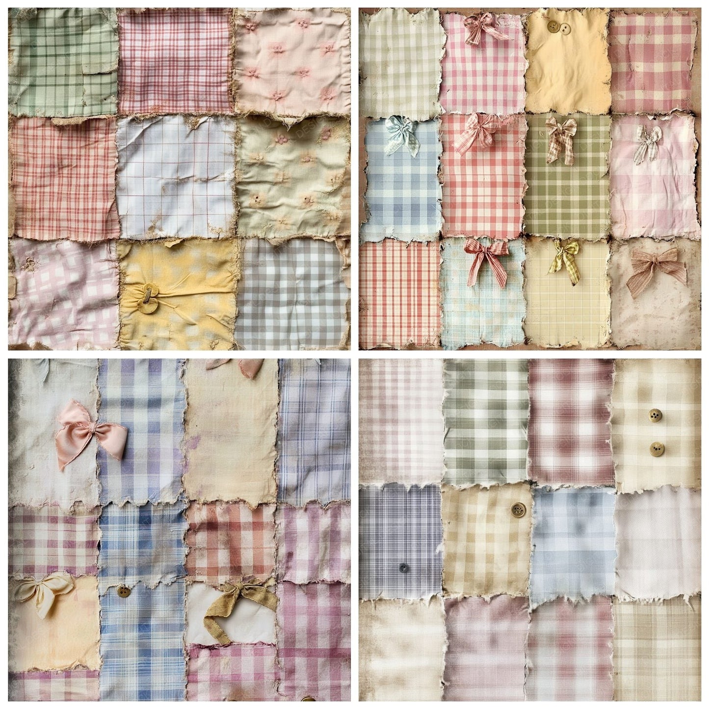 Torn Gingham Fabric Digital Paper Digital Paper Pack (DDD004028)