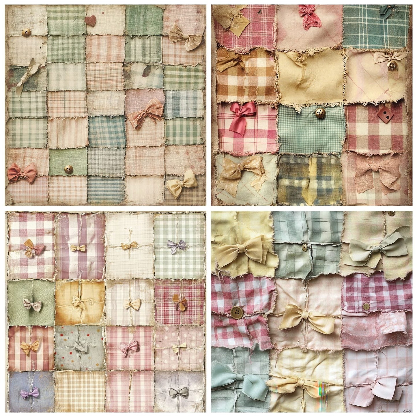 Torn Gingham Fabric Digital Paper Digital Paper Pack (DDD004028)